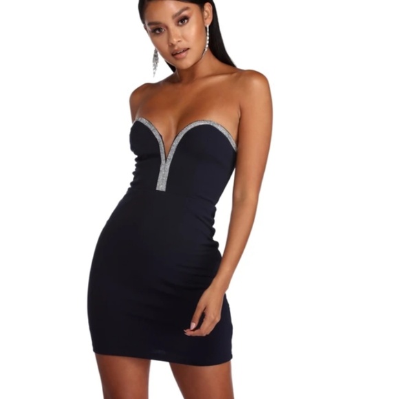 navy blue tube dress